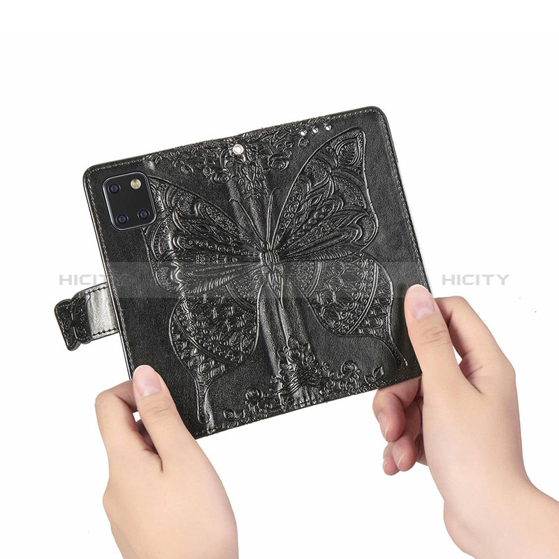 Handytasche Stand Schutzhülle Flip Leder Hülle Schmetterling für Samsung Galaxy A81 groß