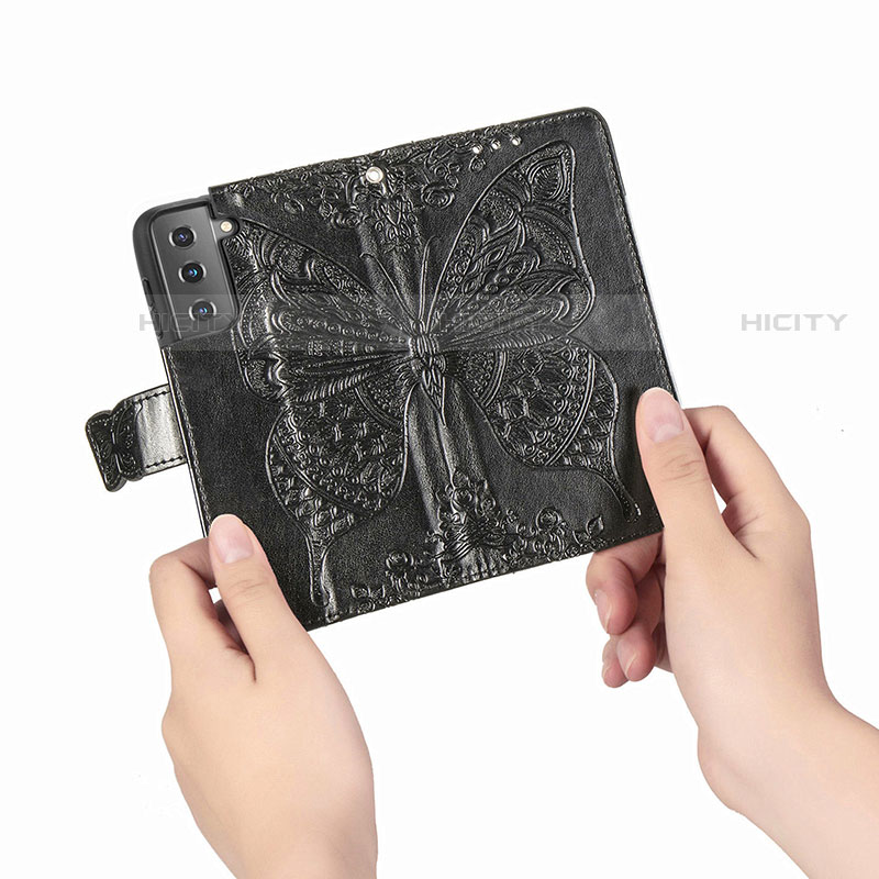 Handytasche Stand Schutzhülle Flip Leder Hülle Schmetterling für Samsung Galaxy S21 5G