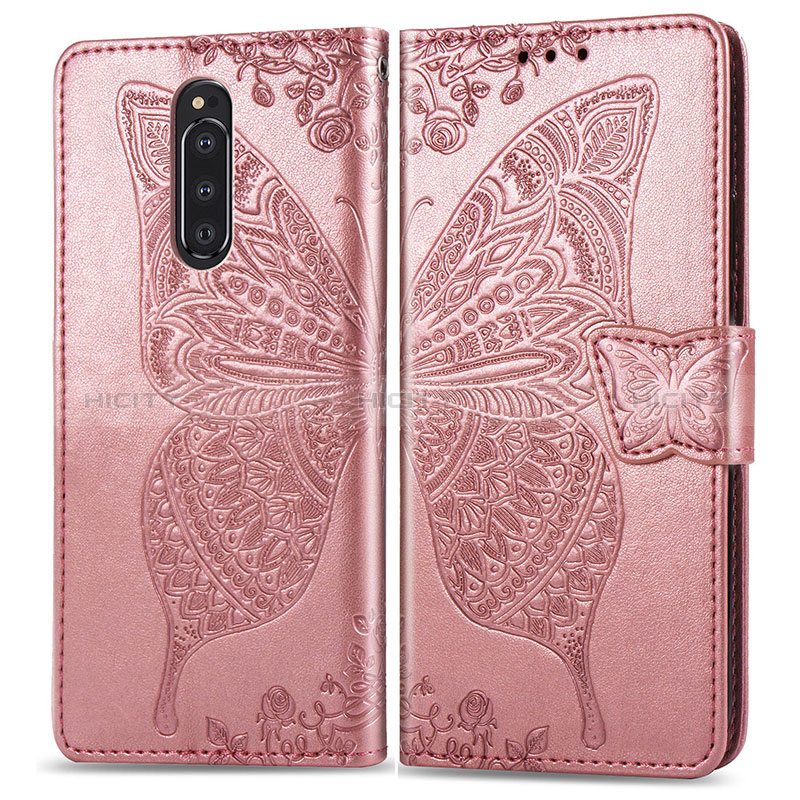 Handytasche Stand Schutzhülle Flip Leder Hülle Schmetterling für Sony Xperia 1 groß