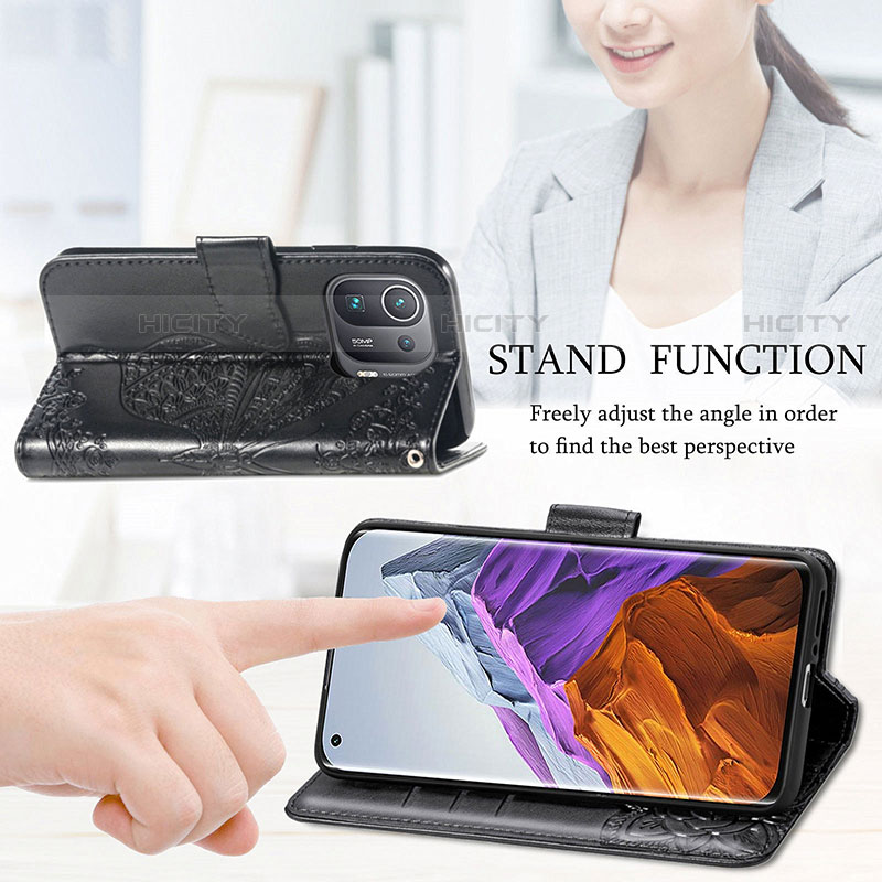 Handytasche Stand Schutzhülle Flip Leder Hülle Schmetterling für Xiaomi Mi 11 Pro 5G