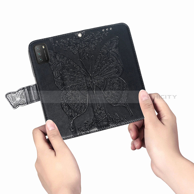 Handytasche Stand Schutzhülle Flip Leder Hülle Schmetterling für Xiaomi Poco M3 groß