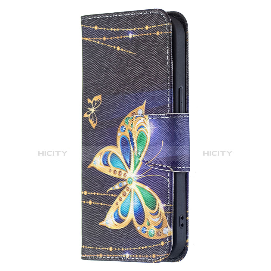 Handytasche Stand Schutzhülle Flip Leder Hülle Schmetterling L07 für Apple iPhone 13 Plusfarbig