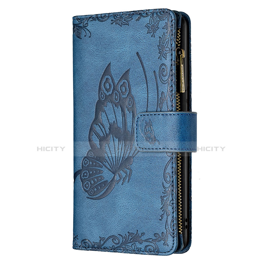Handytasche Stand Schutzhülle Flip Leder Hülle Schmetterling L08 für Apple iPhone 14 Blau