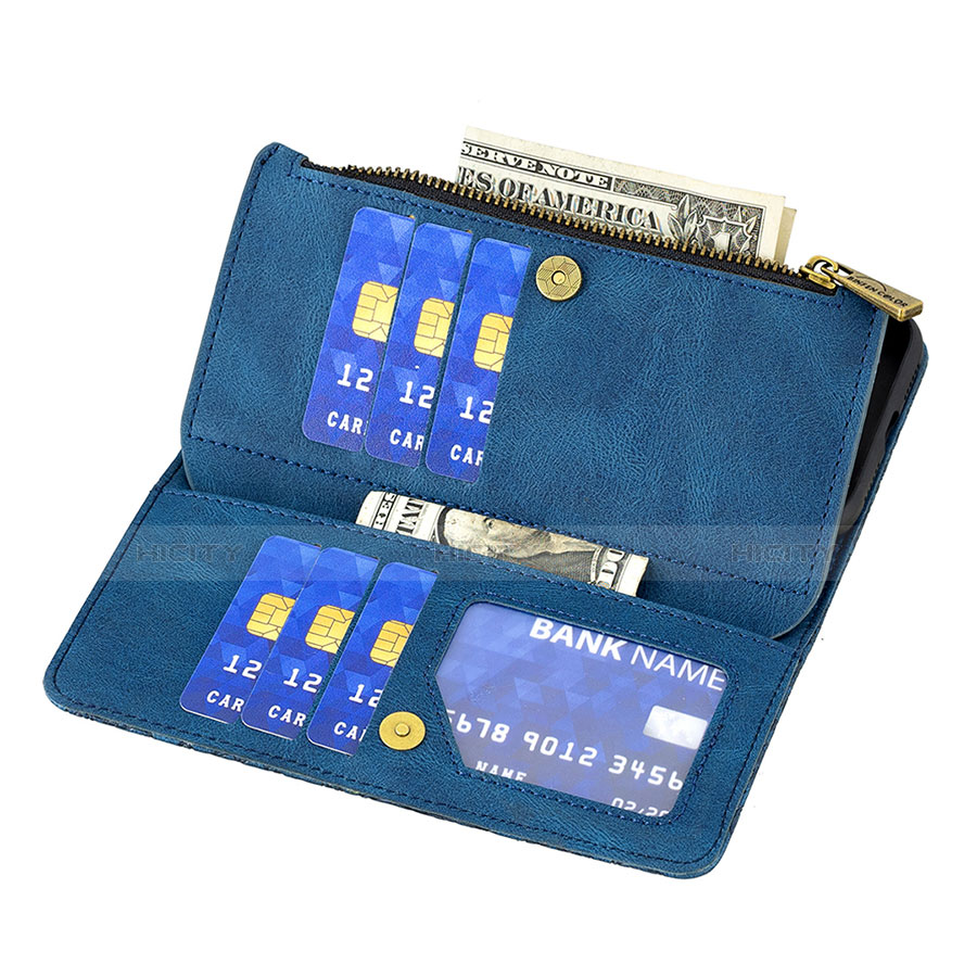 Handytasche Stand Schutzhülle Flip Leder Hülle Schmetterling L08 für Apple iPhone 14 Blau
