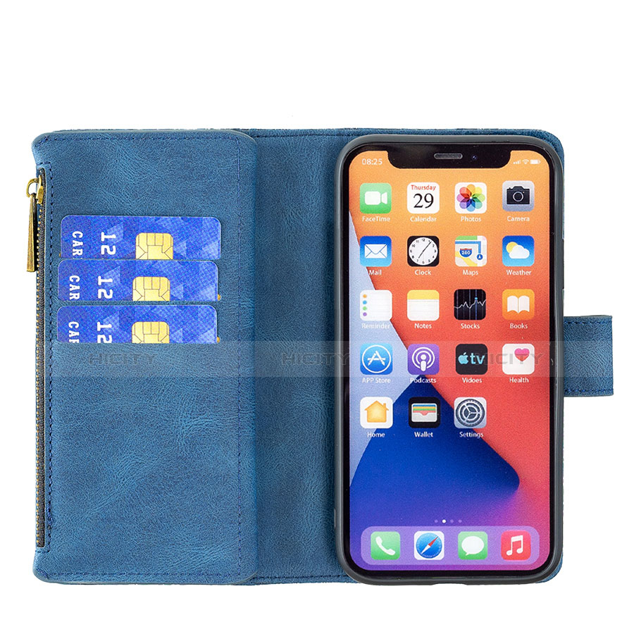 Handytasche Stand Schutzhülle Flip Leder Hülle Schmetterling L08 für Apple iPhone 14 Blau