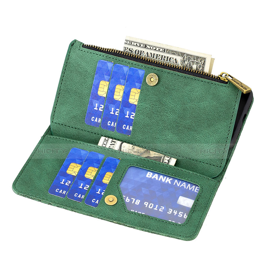 Handytasche Stand Schutzhülle Flip Leder Hülle Schmetterling L08 für Apple iPhone 14 Grün