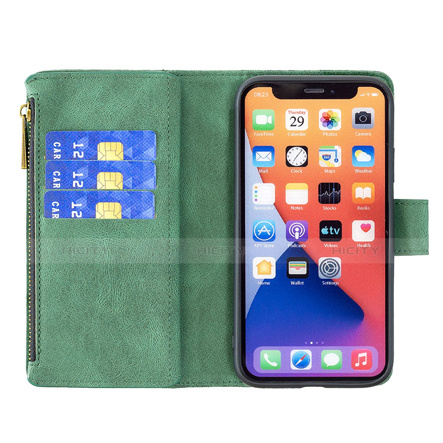 Handytasche Stand Schutzhülle Flip Leder Hülle Schmetterling L08 für Apple iPhone 14 Grün