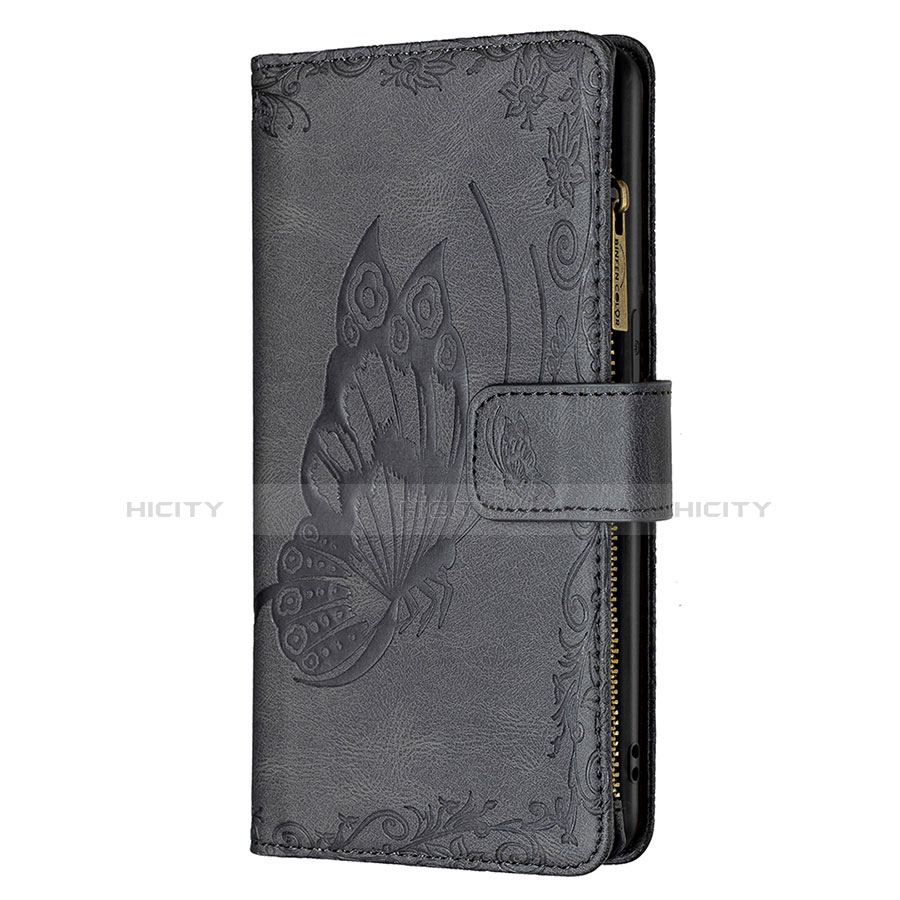 Handytasche Stand Schutzhülle Flip Leder Hülle Schmetterling L08 für Apple iPhone 14 Schwarz groß