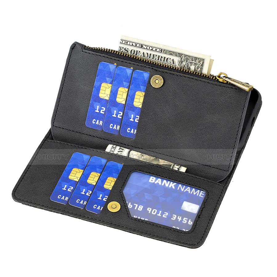 Handytasche Stand Schutzhülle Flip Leder Hülle Schmetterling L08 für Apple iPhone 14 Schwarz groß