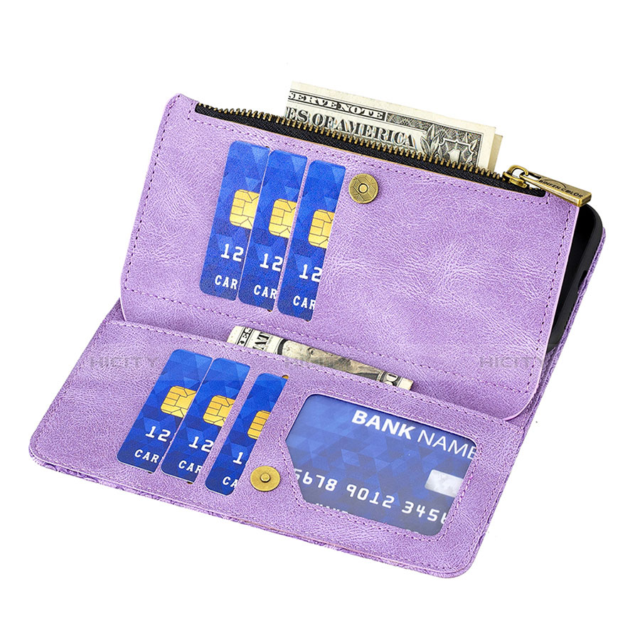 Handytasche Stand Schutzhülle Flip Leder Hülle Schmetterling L08 für Apple iPhone 14 Violett
