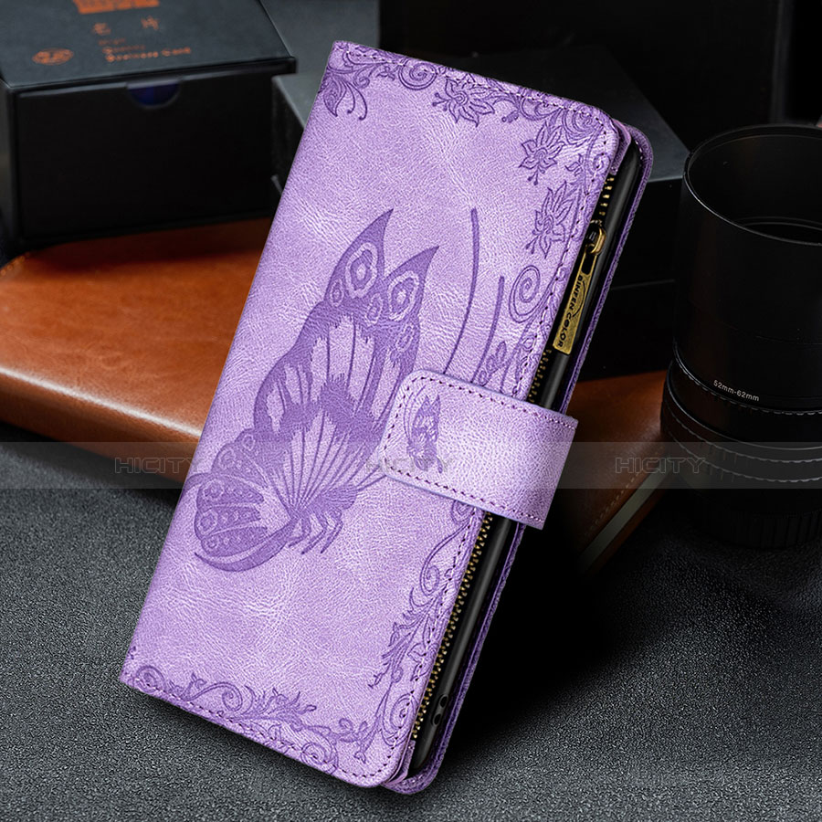 Handytasche Stand Schutzhülle Flip Leder Hülle Schmetterling L08 für Apple iPhone 14 Violett
