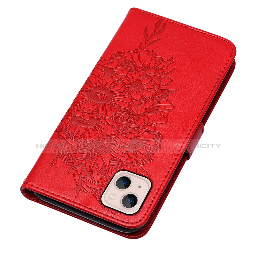 Handytasche Stand Schutzhülle Flip Leder Hülle Schmetterling L10 für Apple iPhone 13 Mini Rot