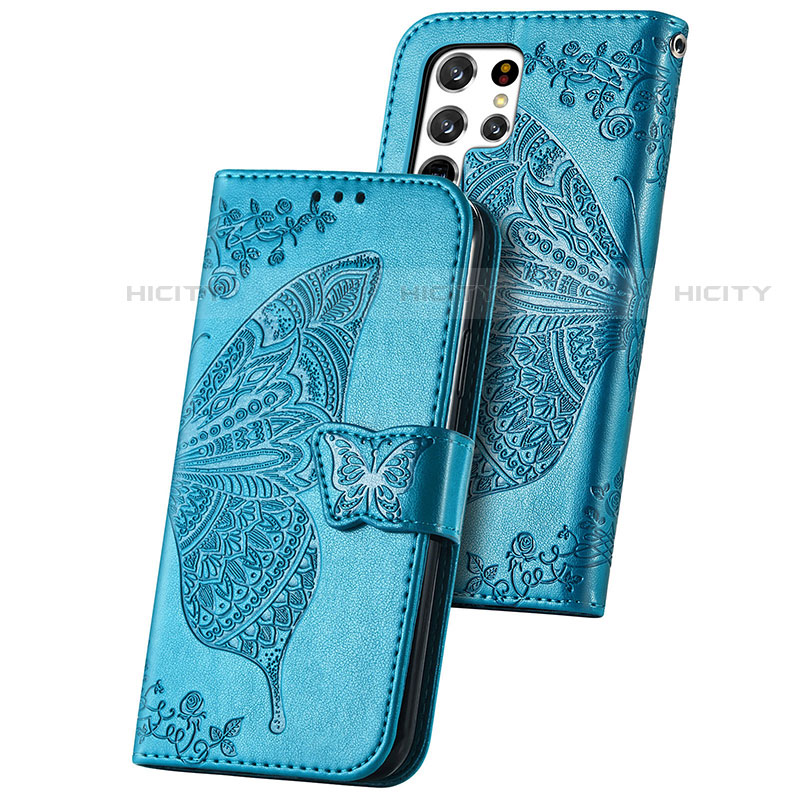 Handytasche Stand Schutzhülle Flip Leder Hülle Schmetterling S01D für Samsung Galaxy S21 Ultra 5G