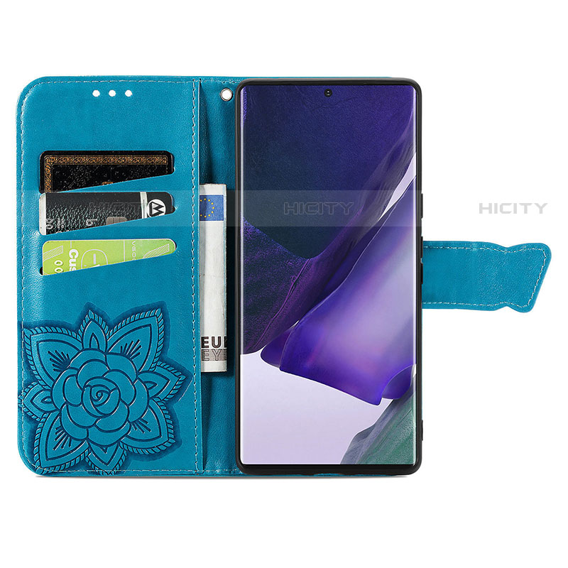Handytasche Stand Schutzhülle Flip Leder Hülle Schmetterling S01D für Samsung Galaxy S22 Ultra 5G
