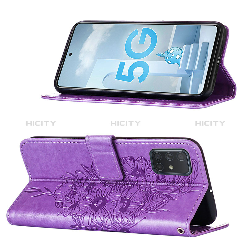 Handytasche Stand Schutzhülle Flip Leder Hülle Schmetterling Y01B für Samsung Galaxy A51 4G