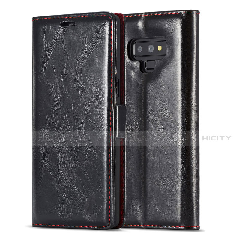 Handytasche Stand Schutzhülle Flip Leder Hülle T01 für Samsung Galaxy Note 9 Schwarz