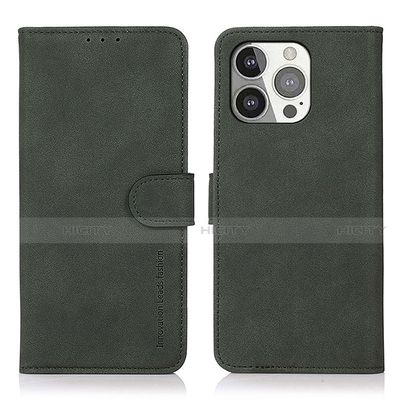 Handytasche Stand Schutzhülle Flip Leder Hülle T02 für Apple iPhone 15 Pro Grün Plus