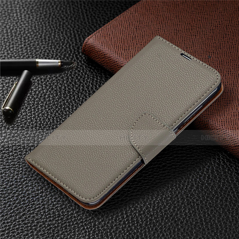 Handytasche Stand Schutzhülle Flip Leder Hülle T02 für Xiaomi Redmi Note 9 Grau