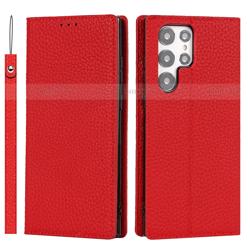 Handytasche Stand Schutzhülle Flip Leder Hülle T02D für Samsung Galaxy S21 Ultra 5G Rot