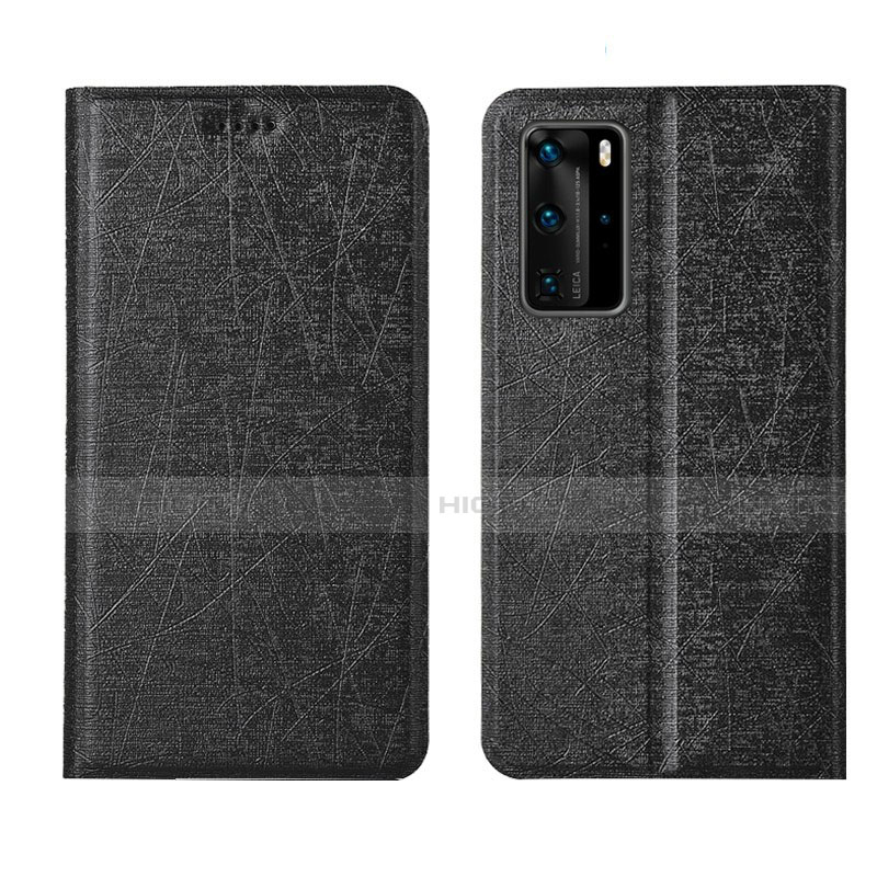 Handytasche Stand Schutzhülle Flip Leder Hülle T04 für Huawei P40 Pro Schwarz