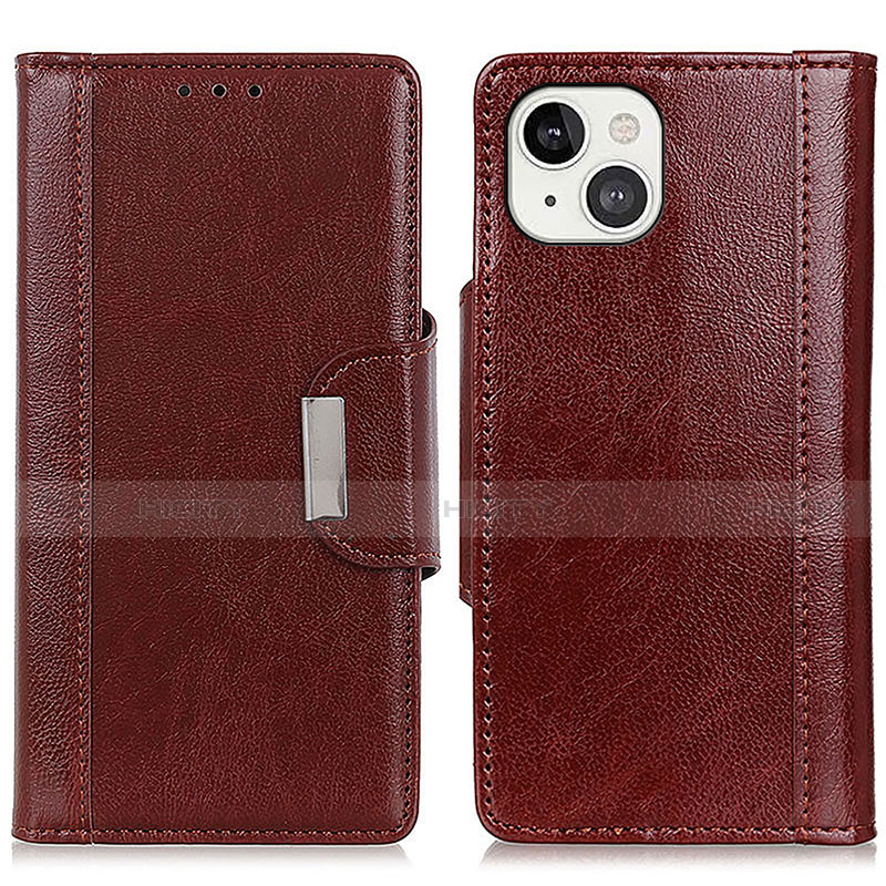 Handytasche Stand Schutzhülle Flip Leder Hülle T15 für Apple iPhone 14 Braun Plus