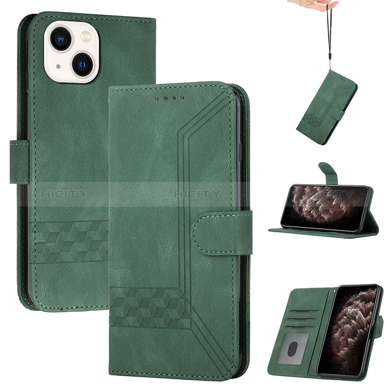 Handytasche Stand Schutzhülle Flip Leder Hülle YX4 für Apple iPhone 13 Grün Plus
