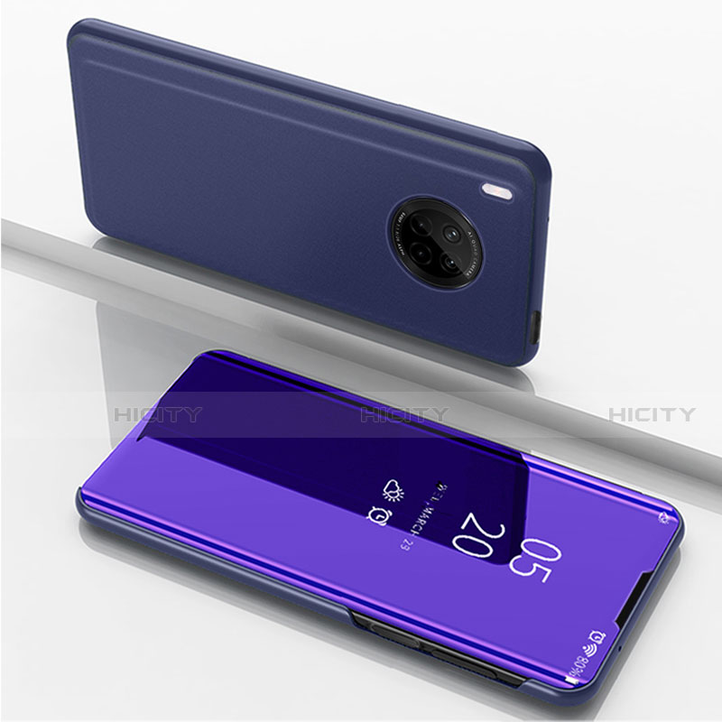Handytasche Stand Schutzhülle Flip Leder Rahmen Spiegel Tasche für Huawei Y9a Violett