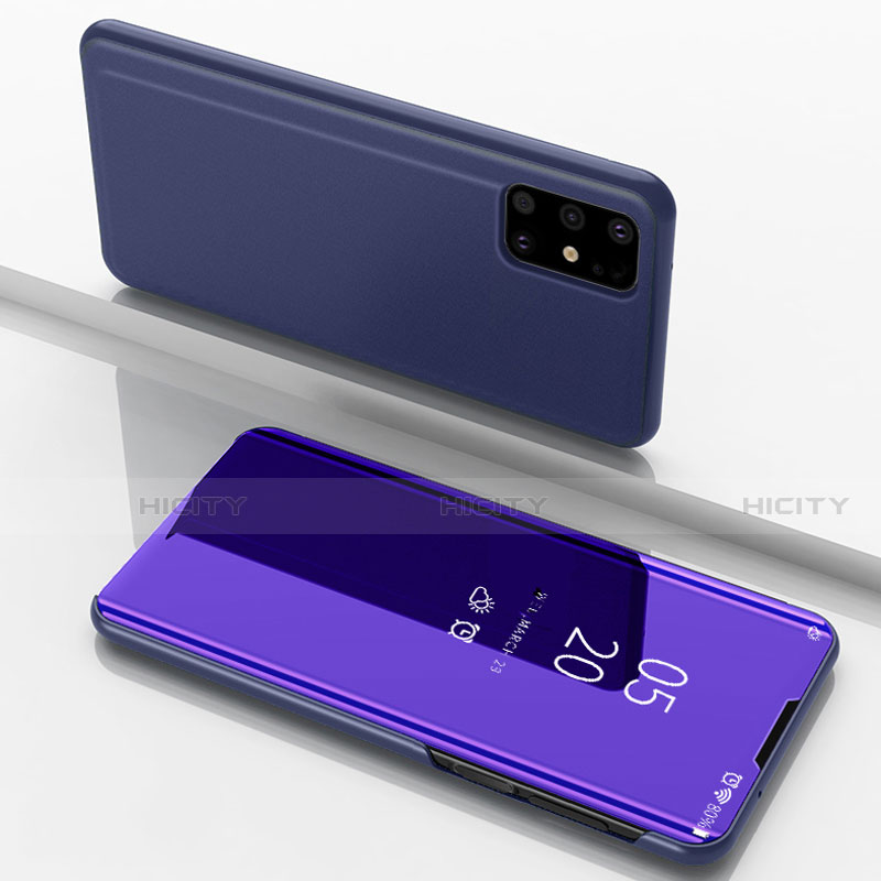 Handytasche Stand Schutzhülle Flip Leder Rahmen Spiegel Tasche für Samsung Galaxy M51 Violett Plus
