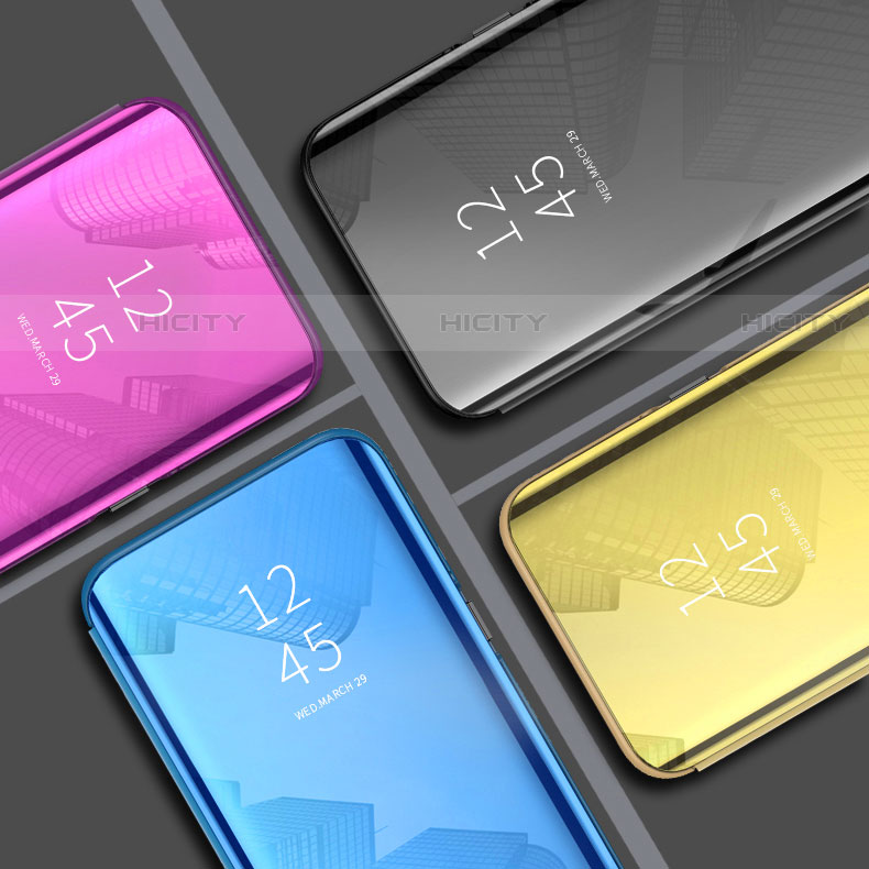 Handytasche Stand Schutzhülle Flip Leder Rahmen Spiegel Tasche H02 für Samsung Galaxy S21 Plus 5G groß
