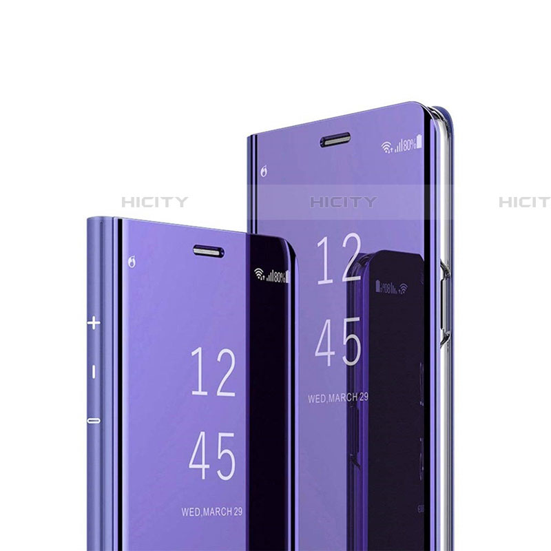 Handytasche Stand Schutzhülle Flip Leder Rahmen Spiegel Tasche L01 für Xiaomi Mi Note 10 Lite Violett Plus