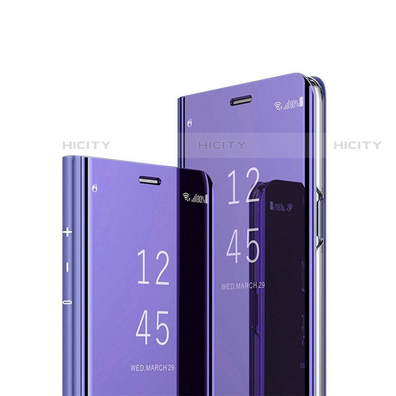 Handytasche Stand Schutzhülle Flip Leder Rahmen Spiegel Tasche L02 für Huawei Mate 40 Violett