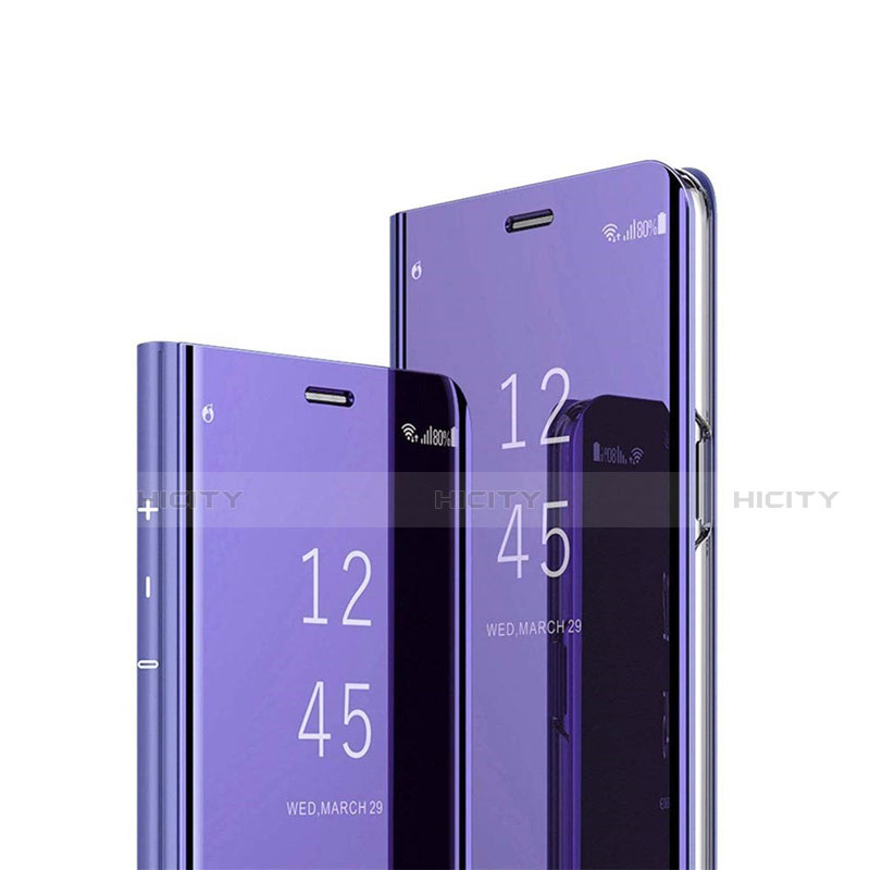 Handytasche Stand Schutzhülle Flip Leder Rahmen Spiegel Tasche L02 für Huawei P Smart (2021) Violett Plus