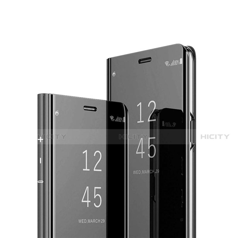 Handytasche Stand Schutzhülle Flip Leder Rahmen Spiegel Tasche L02 für Samsung Galaxy S21 Ultra 5G Schwarz Plus