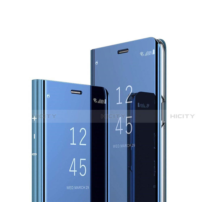 Handytasche Stand Schutzhülle Flip Leder Rahmen Spiegel Tasche L03 für Huawei Enjoy 10 Plus Blau