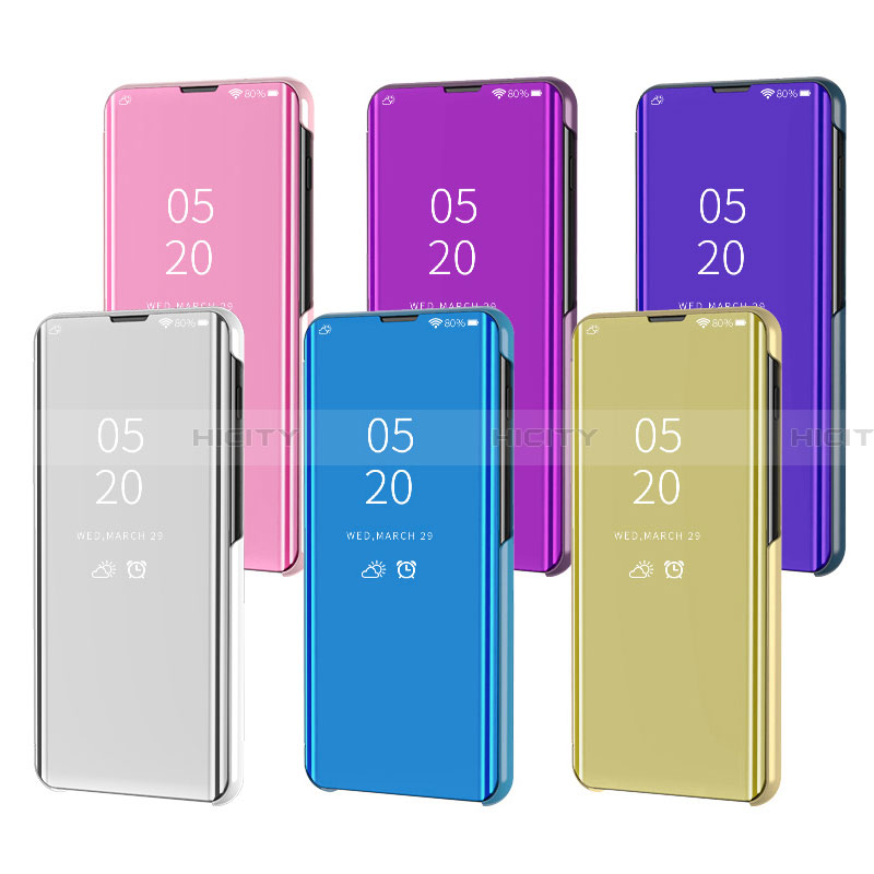 Handytasche Stand Schutzhülle Flip Leder Rahmen Spiegel Tasche L05 für Samsung Galaxy A22 5G groß
