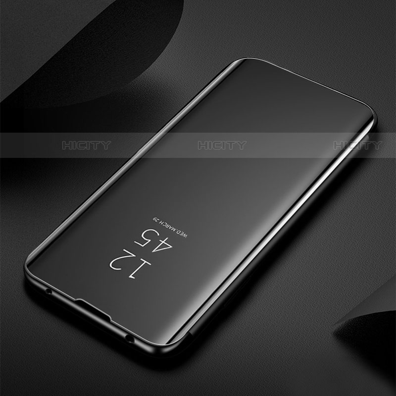 Handytasche Stand Schutzhülle Flip Leder Rahmen Spiegel Tasche M01 für Samsung Galaxy S21 Ultra 5G Schwarz
