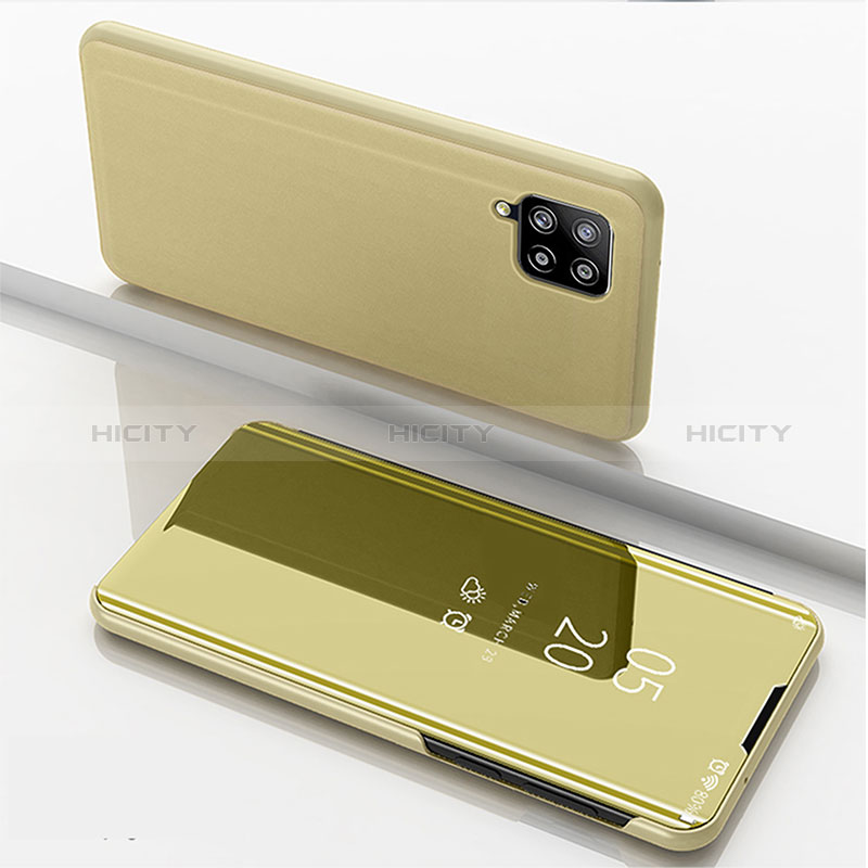 Handytasche Stand Schutzhülle Flip Leder Rahmen Spiegel Tasche ZL1 für Samsung Galaxy A42 5G Gold