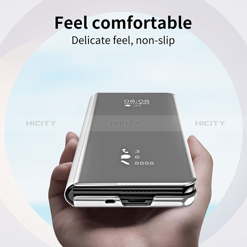 Handytasche Stand Schutzhülle Flip Leder Rahmen Spiegel Tasche ZL1 für Samsung Galaxy Z Fold3 5G