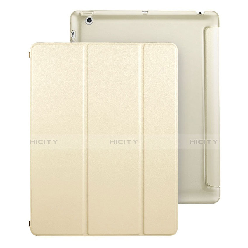 Handytasche Stand Schutzhülle Leder für Apple iPad 3 Gold Plus