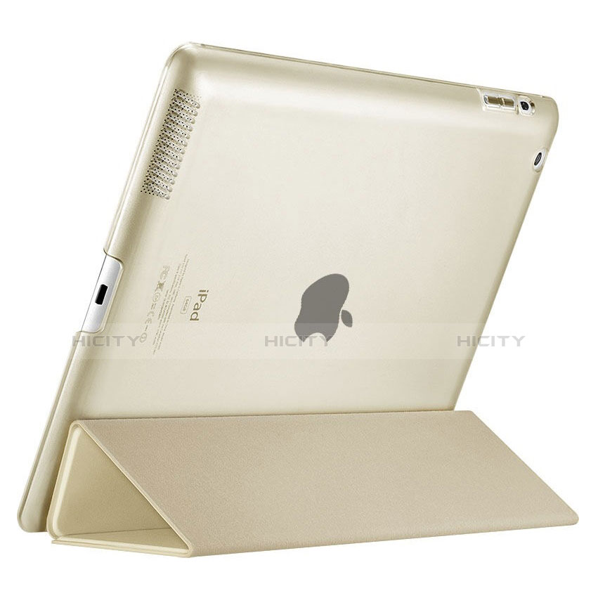 Handytasche Stand Schutzhülle Leder für Apple iPad 4 Gold groß