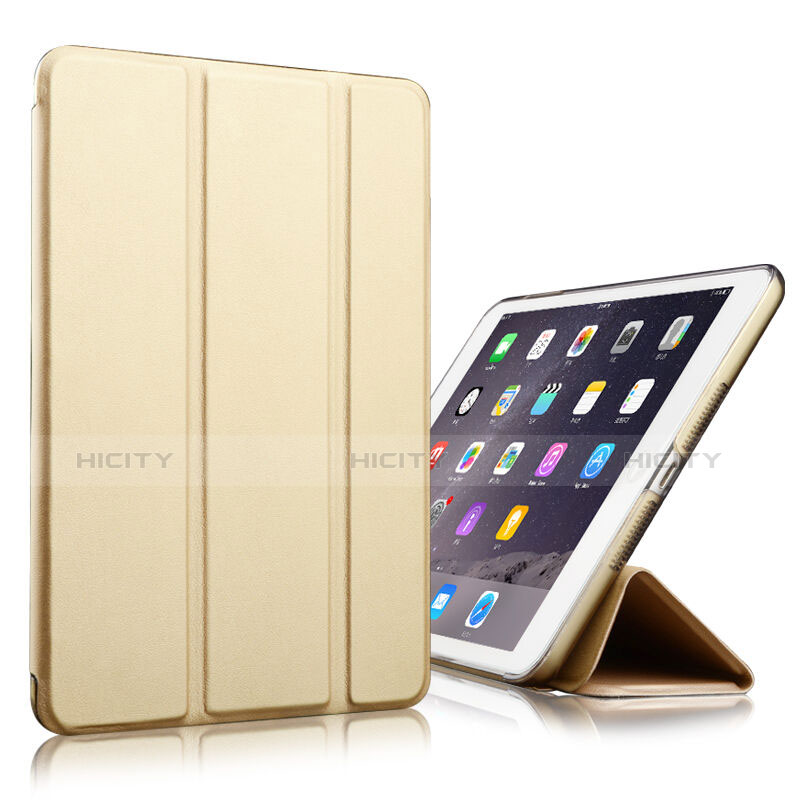 Handytasche Stand Schutzhülle Leder für Apple iPad Air 2 Gold groß