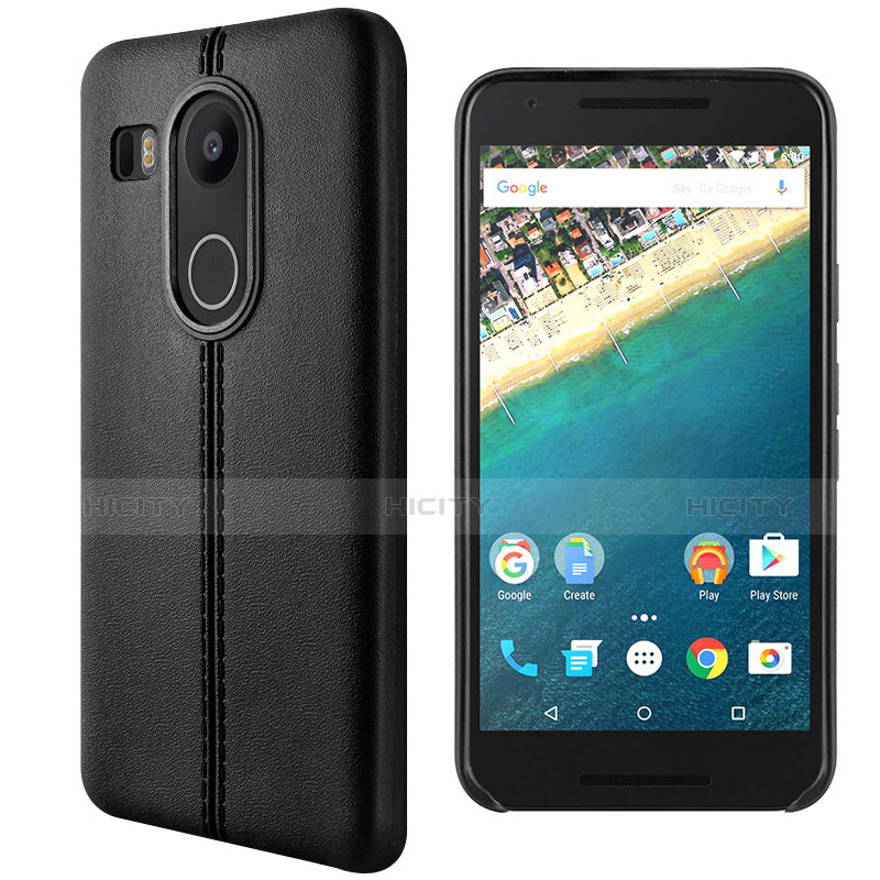 Handytasche Stand Schutzhülle Leder für Google Nexus 5X Schwarz