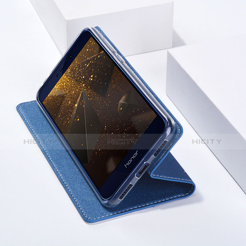 Handytasche Stand Schutzhülle Leder für Huawei Honor 8 Lite Blau groß