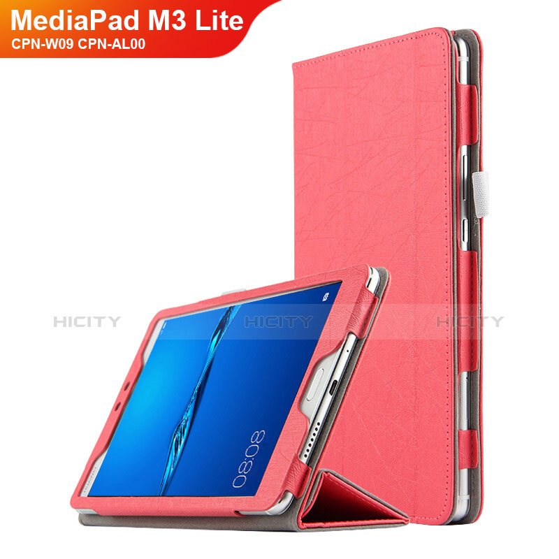 Handytasche Stand Schutzhülle Leder für Huawei MediaPad M3 Lite 8.0 CPN-W09 CPN-AL00 Rot Plus