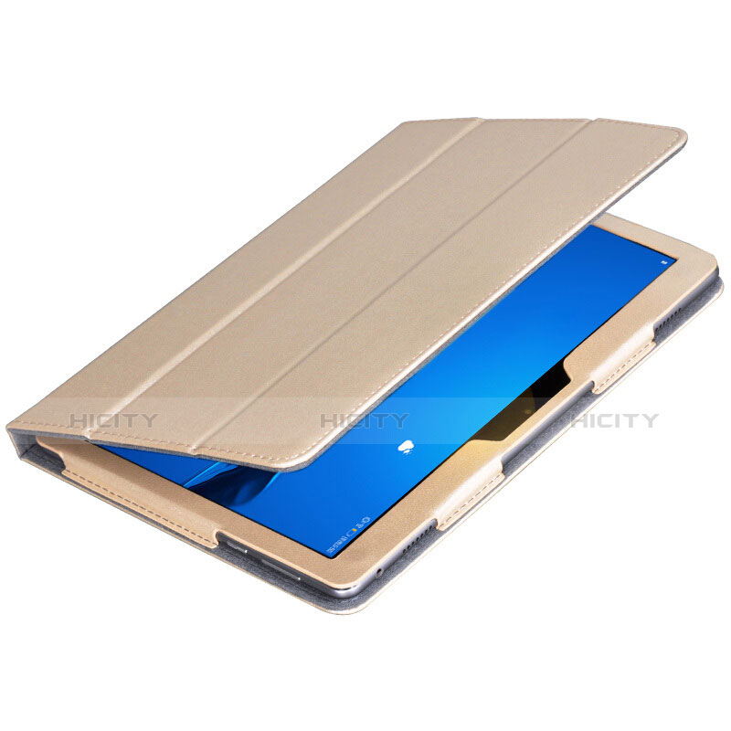 Handytasche Stand Schutzhülle Leder für Huawei MediaPad M3 Lite Gold groß