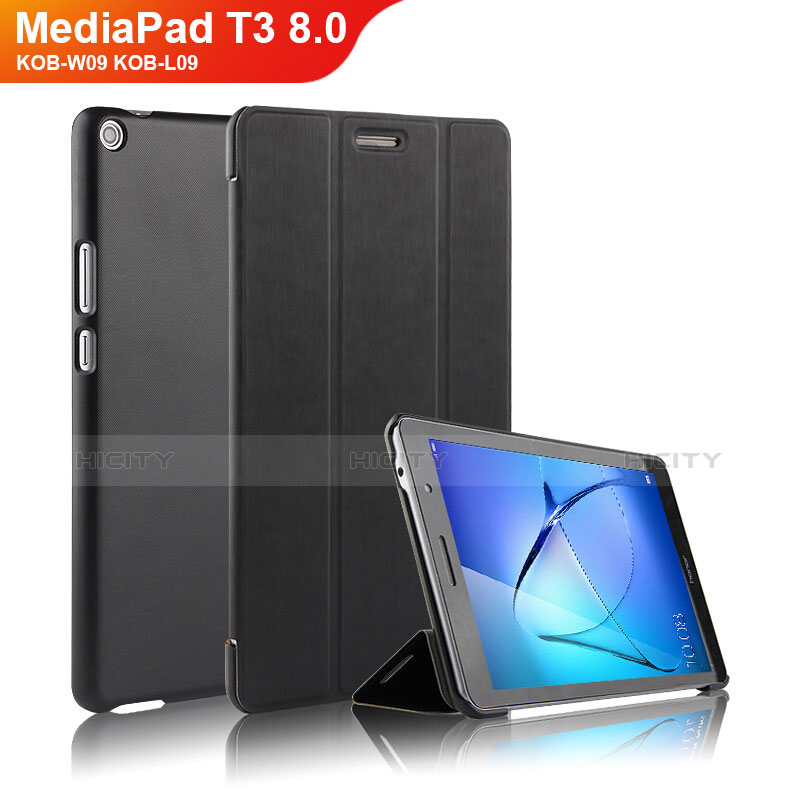 Handytasche Stand Schutzhülle Leder für Huawei MediaPad T3 8.0 KOB-W09 KOB-L09 Schwarz Plus
