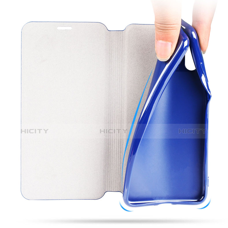 Handytasche Stand Schutzhülle Leder für Huawei P20 Blau groß