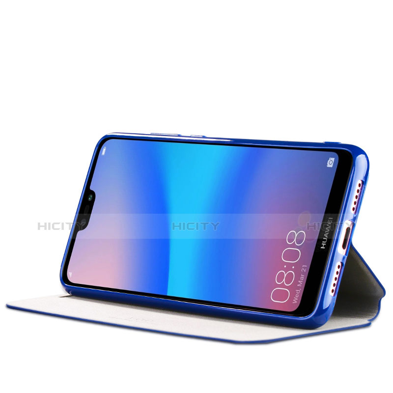 Handytasche Stand Schutzhülle Leder für Huawei P20 Blau groß