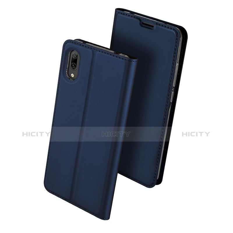 Handytasche Stand Schutzhülle Leder für Huawei Y7 Prime (2019) Blau Plus