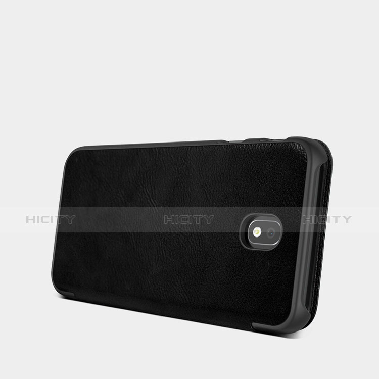 Handytasche Stand Schutzhülle Leder für Samsung Galaxy J7 Pro Schwarz groß